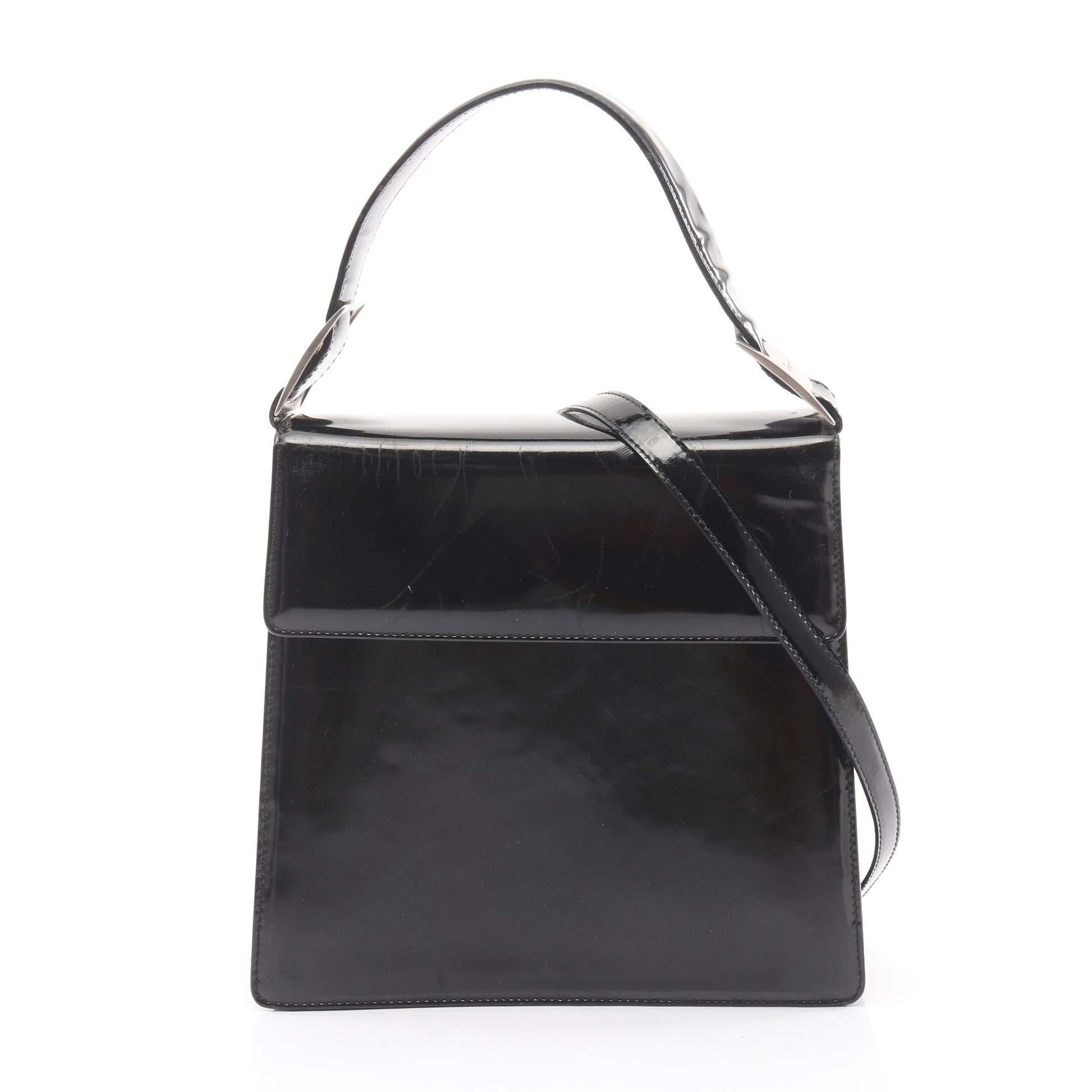 ヴァラ ハンドバッグ エナメルレザー ブラック 2WAY サルヴァトーレフェラガモ バッグ Salvatore Ferragamo
