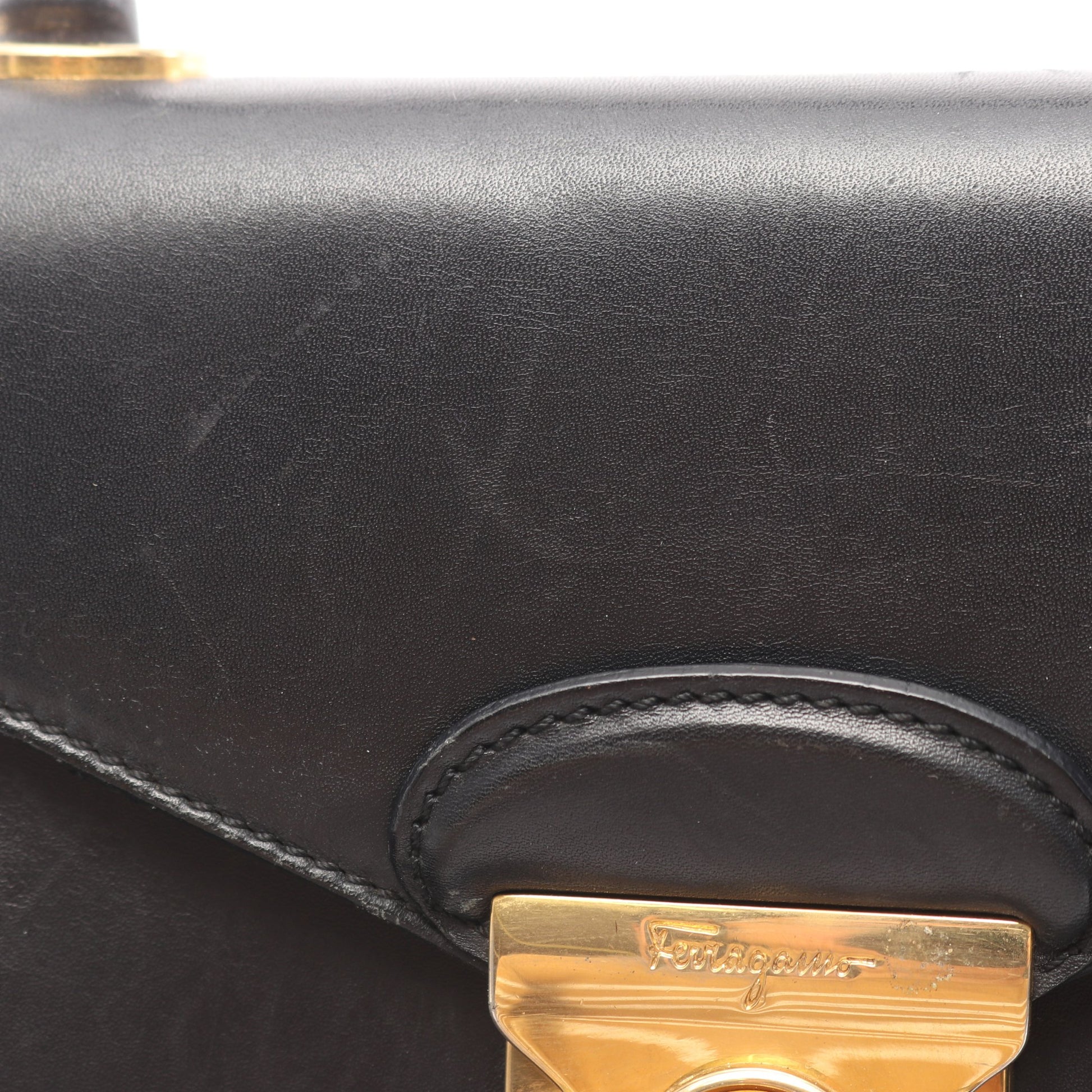 ハンドバッグ レザー ブラック ヒールモチーフ金具 2WAY サルヴァトーレフェラガモ バッグ Salvatore Ferragamo