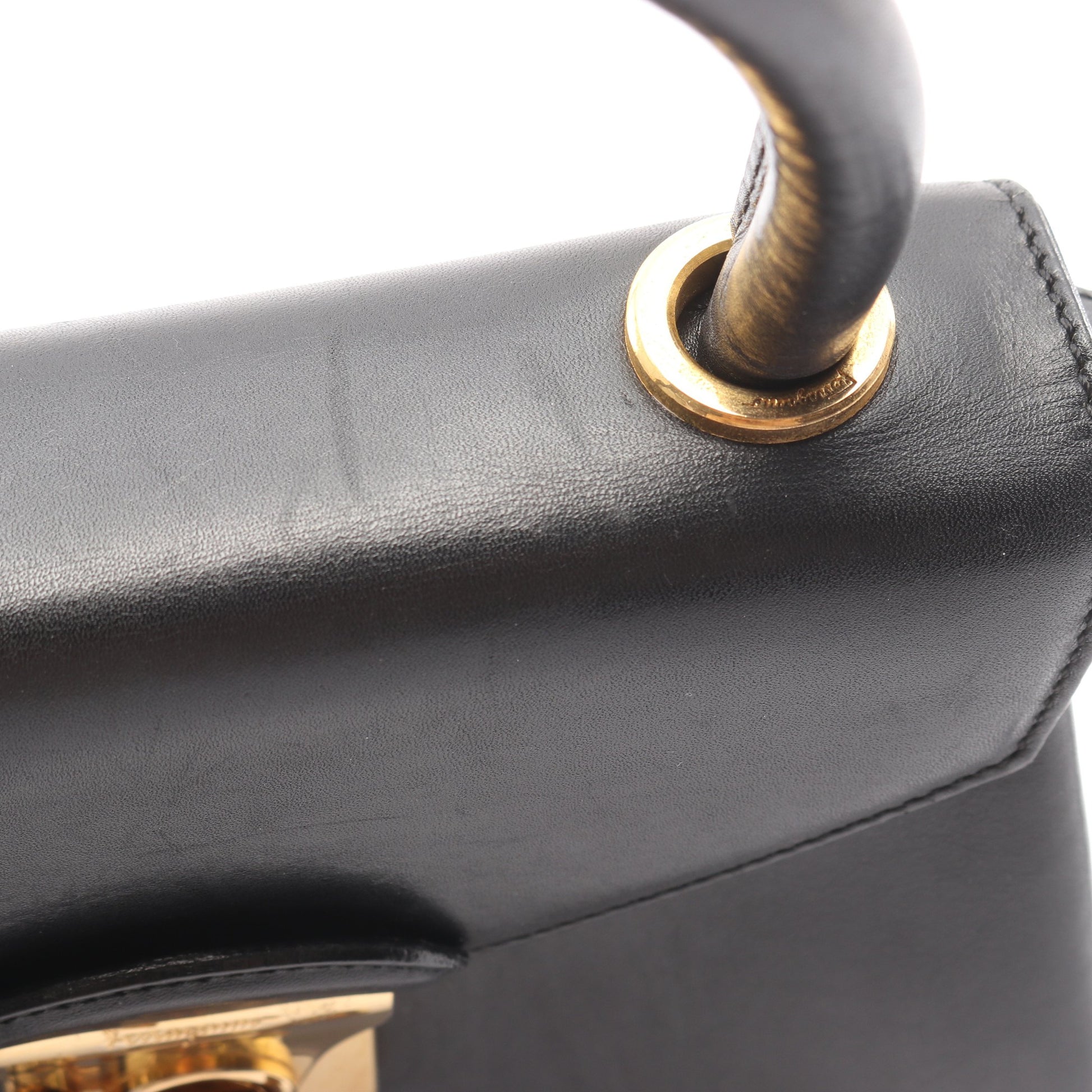 ハンドバッグ レザー ブラック ヒールモチーフ金具 2WAY サルヴァトーレフェラガモ バッグ Salvatore Ferragamo