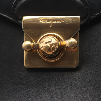 ハンドバッグ レザー ブラック ヒールモチーフ金具 2WAY サルヴァトーレフェラガモ バッグ Salvatore Ferragamo