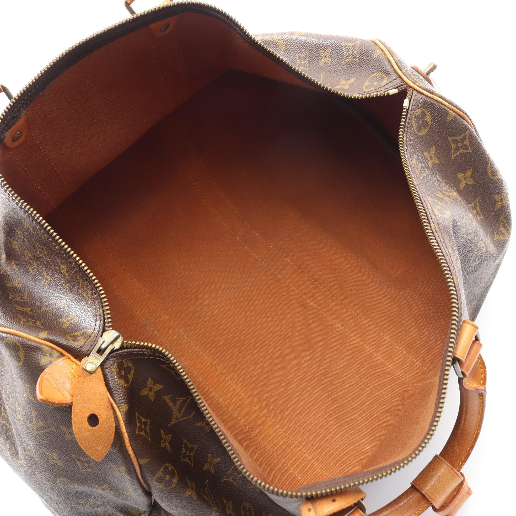 キーポル50 モノグラム ボストンバッグ PVC レザー ブラウン ルイ