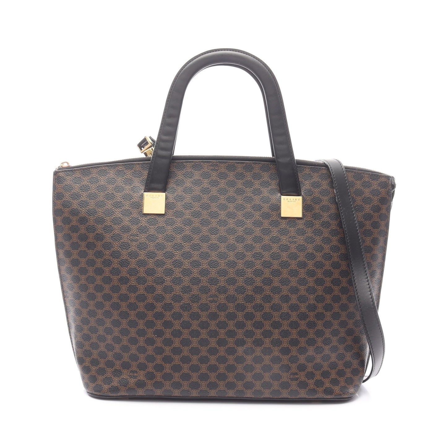 マカダム ハンドバッグ トートバッグ PVC レザー ブラック ブラウン 2WAY セリーヌ バッグ CELINE
