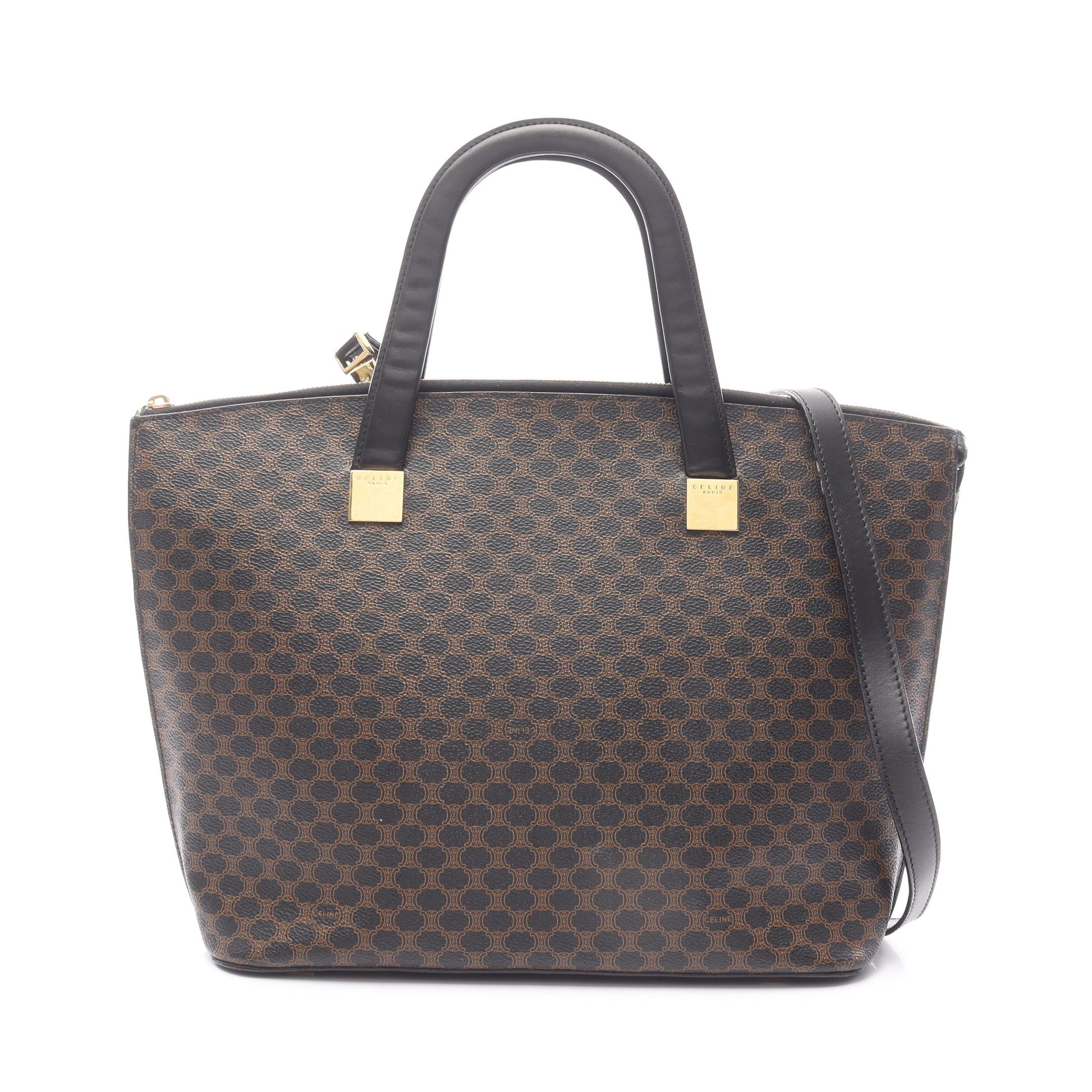 マカダム ハンドバッグ トートバッグ PVC レザー ブラック ブラウン 2WAY セリーヌ バッグ CELINE