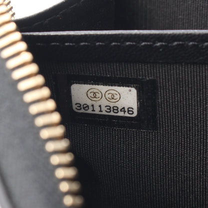 クラシック ロングジップウォレットマトラッセ ラウンドファスナー長財布 エナメルレザー ブラック ゴールド金具 シャネル 財布・小物 CHANEL