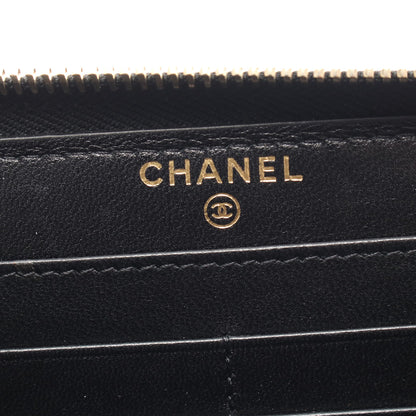 クラシック ロングジップウォレットマトラッセ ラウンドファスナー長財布 エナメルレザー ブラック ゴールド金具 シャネル 財布・小物 CHANEL