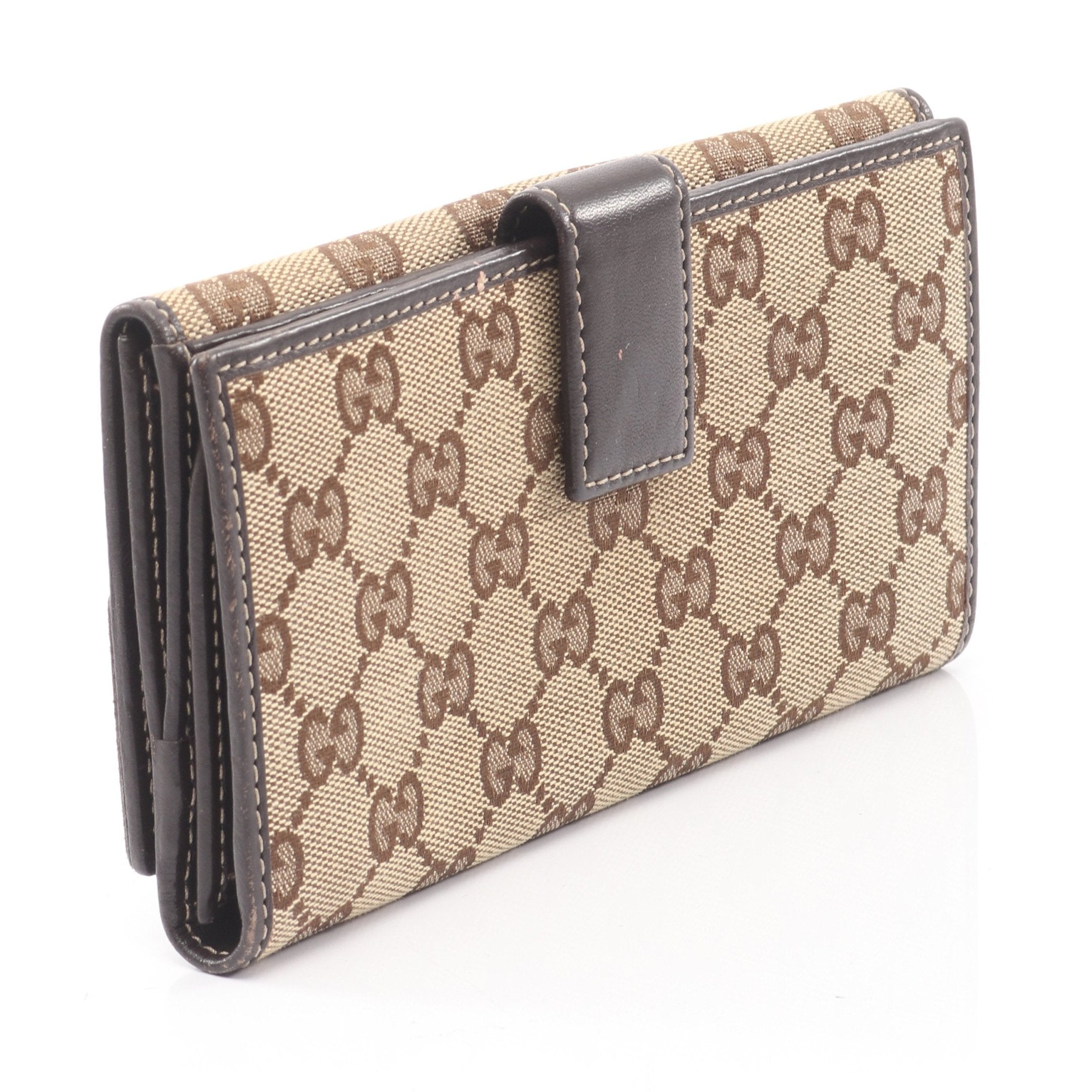 インターロッキングG GGキャンバス 二つ折り長財布 キャンバス レザー