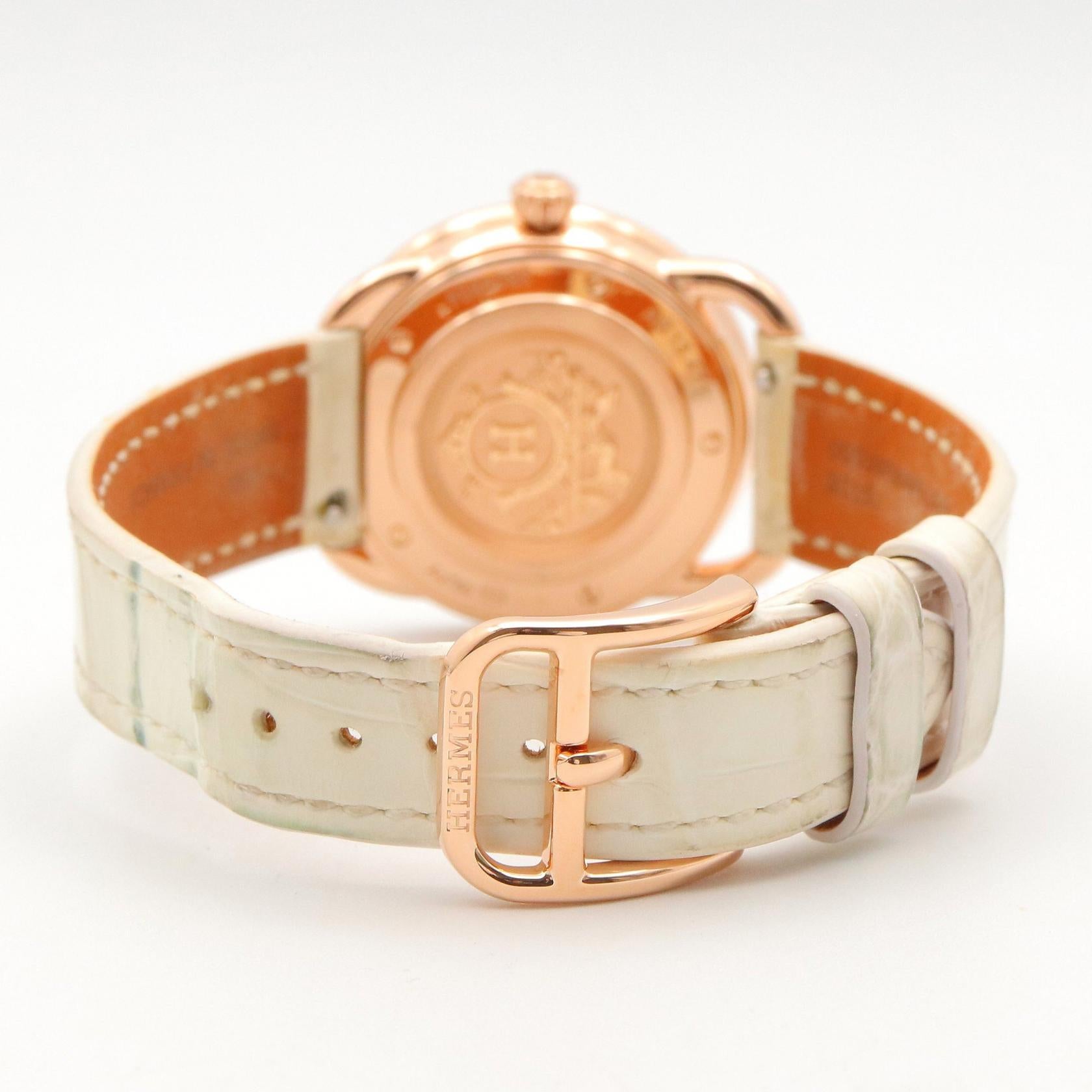 【美品】HERMES　レディース　アルソー　クォーツ HERMES - エルメス アルソー クォーツ QZ アイボリー文字盤 メンズ