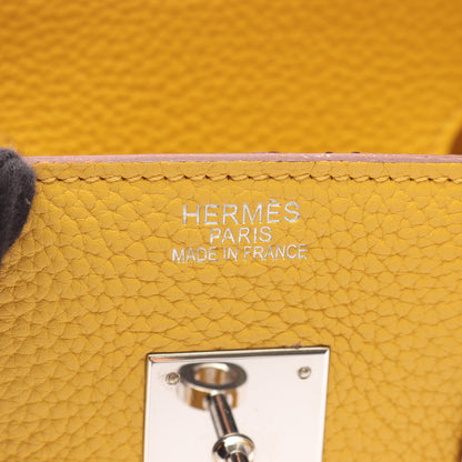 バーキン35 ソレイユ ハンドバッグ トリヨンクレマンス イエロー シルバー金具 □M刻印 エルメス バッグ HERMES