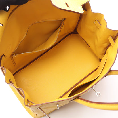 バーキン35 ソレイユ ハンドバッグ トリヨンクレマンス イエロー シルバー金具 □M刻印 エルメス バッグ HERMES
