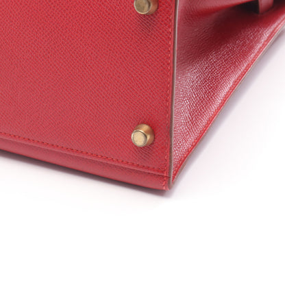 ケリー32 ルージュヴィフ ハンドバッグ クシュベル レッド ゴールド金具 外縫い 2WAY ○X刻印 エルメス バッグ HERMES