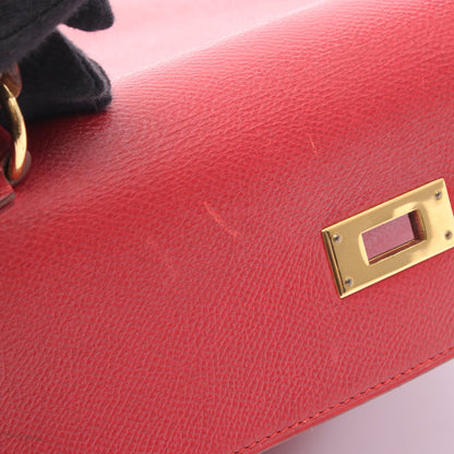 ケリー32 ルージュヴィフ ハンドバッグ クシュベル レッド ゴールド金具 外縫い 2WAY ○X刻印 エルメス バッグ HERMES