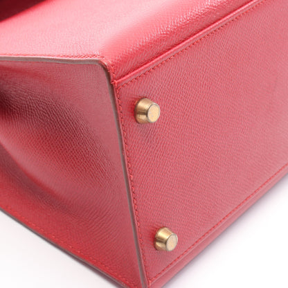 ケリー32 ルージュヴィフ ハンドバッグ クシュベル レッド ゴールド金具 外縫い 2WAY ○X刻印 エルメス バッグ HERMES
