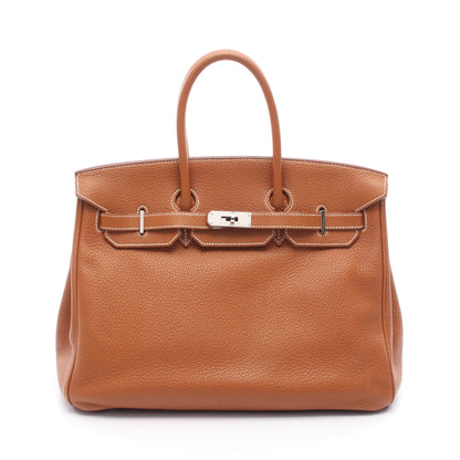 バーキン35 ゴールド ハンドバッグ トリヨンクレマンス ブラウン シルバー金具 □L刻印 エルメス バッグ HERMES