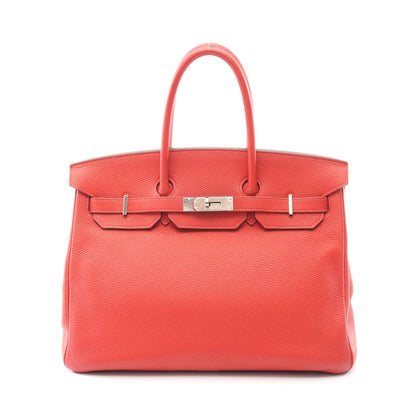バーキン35 ルージュカザック ハンドバッグ トゴ レッド シルバー金具 □P刻印 エルメス バッグ HERMES