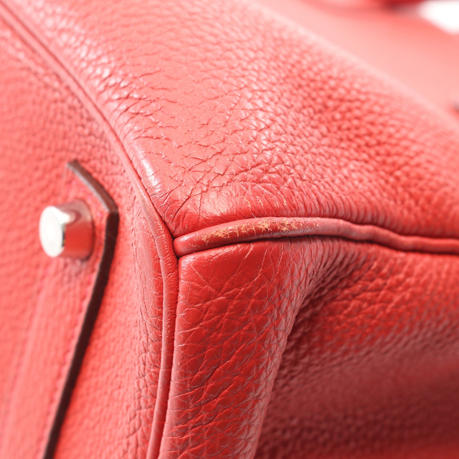 バーキン35 ルージュカザック ハンドバッグ トゴ レッド シルバー金具 □P刻印 エルメス バッグ HERMES
