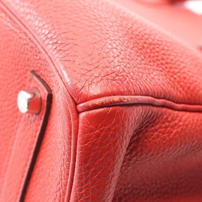 バーキン35 ルージュカザック ハンドバッグ トゴ レッド シルバー金具 □P刻印 エルメス バッグ HERMES