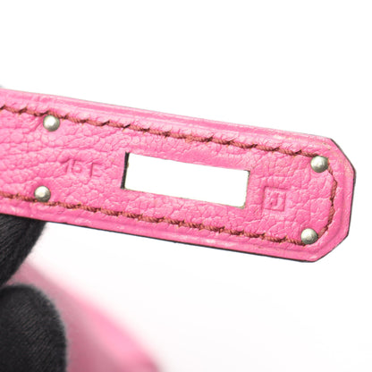オータクロア28 フューシャピンク ハンドバッグ シェーブル ピンクパープル シルバー金具 □J刻印 エルメス バッグ HERMES