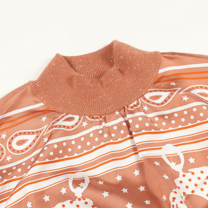 ツイルレーヌ BRIDES de GALA Bandana ニットワンピース ウール カシミヤ シルク コーラルオレンジ スカーフ切替 エルメス ワンピース HERMES