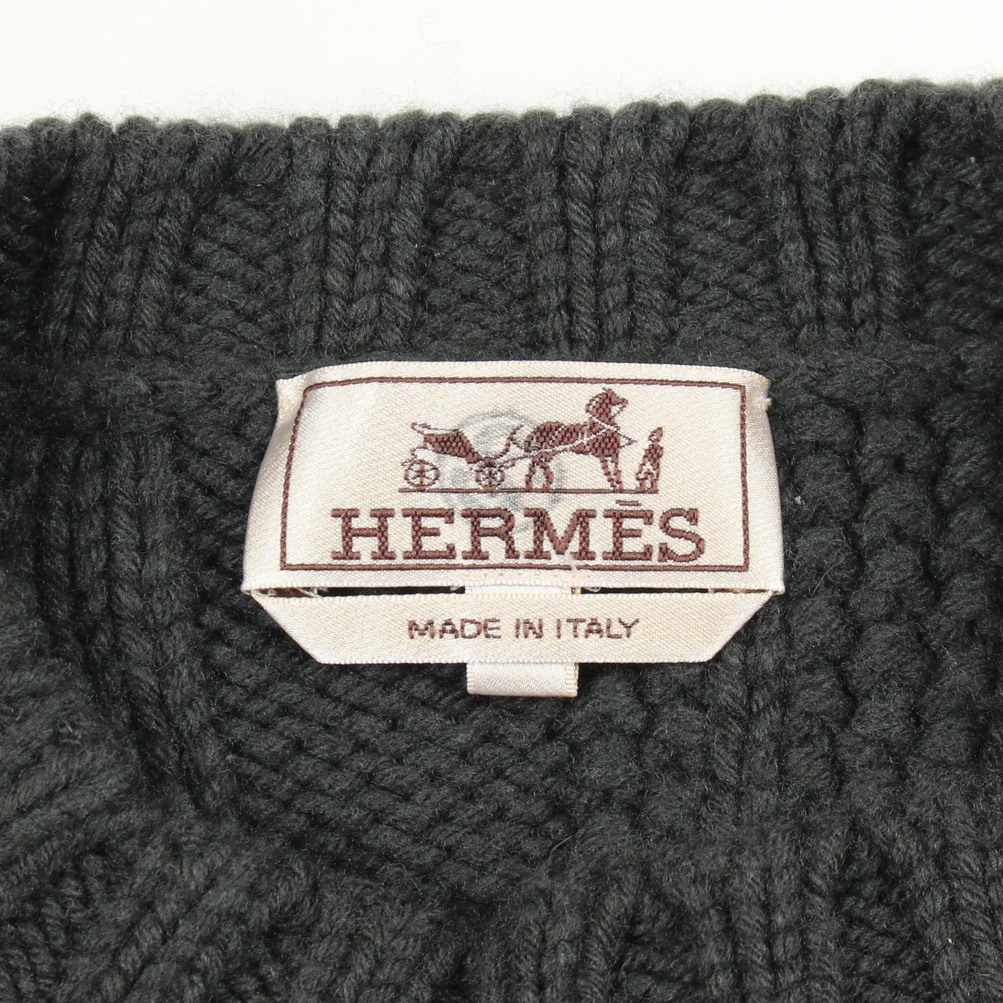 ニット クルーネック 長袖 ウール カシミヤ ダークグリーン ライトブルー エルメス トップス HERMES