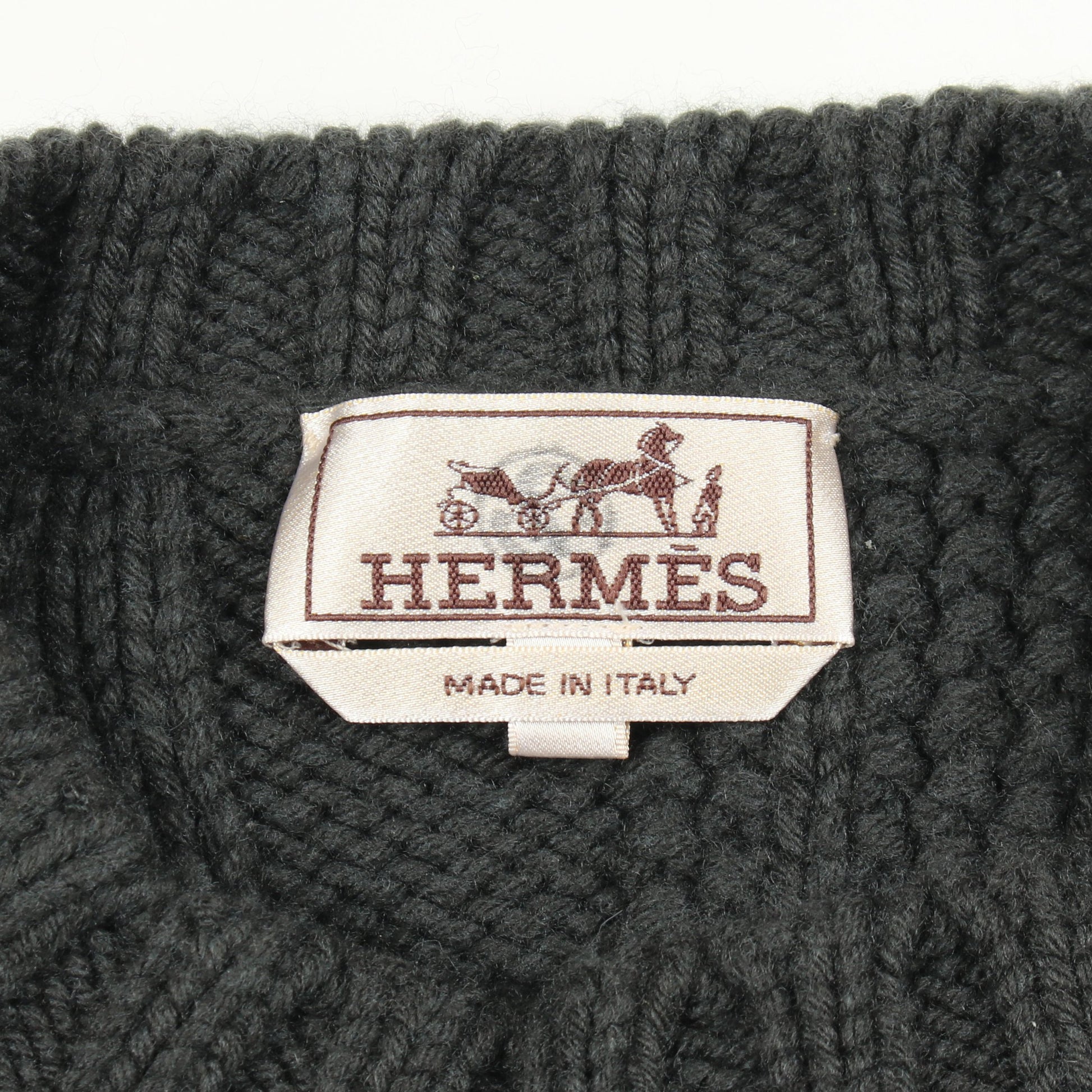 ニット クルーネック 長袖 ウール カシミヤ ダークグリーン ライトブルー エルメス トップス HERMES