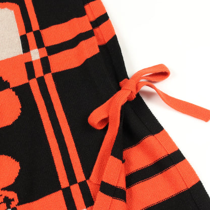 BRIDES de GALA Tartan ニット ポンチョ タートルネック カシミヤ ブラック ベージュ オレンジレッド エルメス アウター HERMES