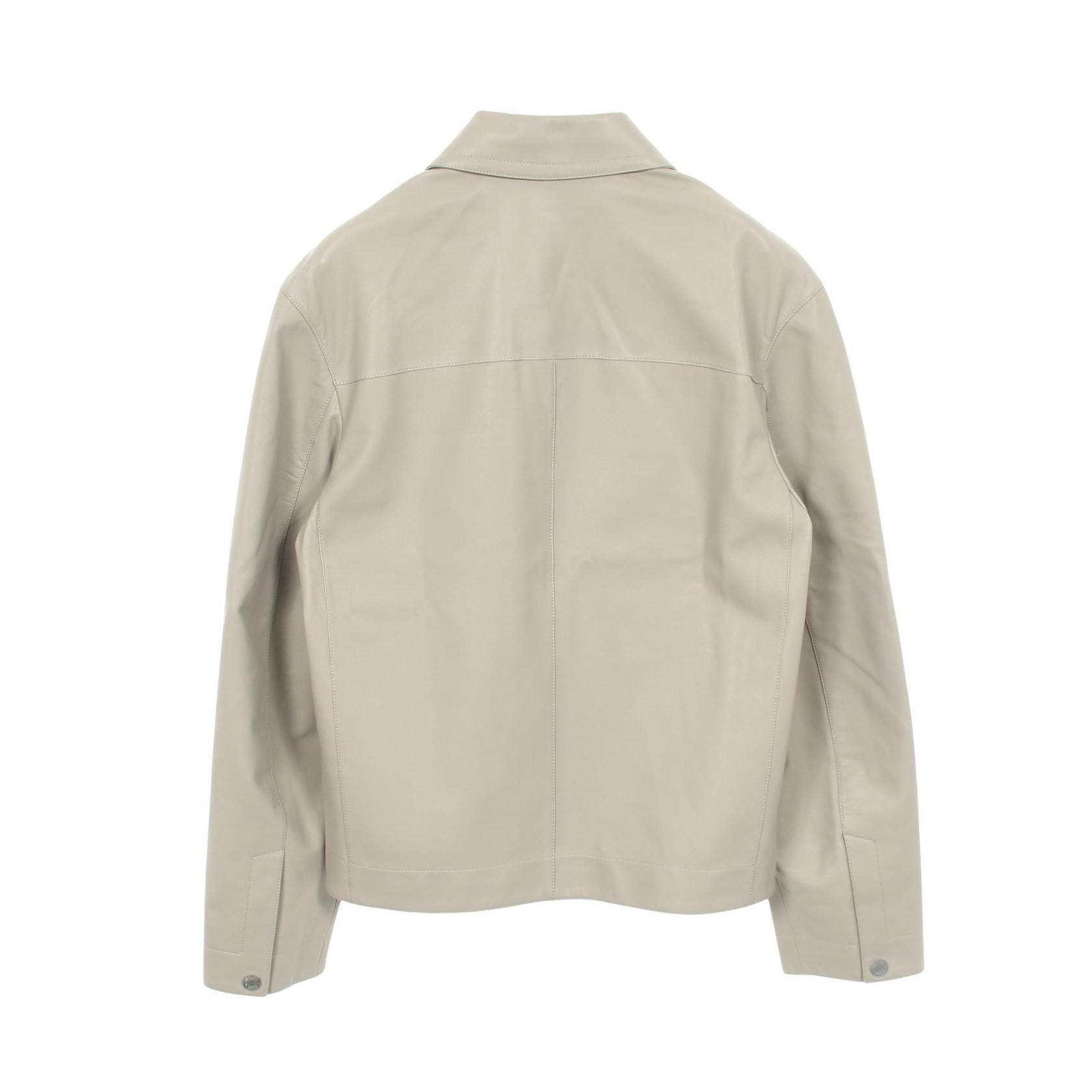 セリエボタン レザージャケット パンチング レザー グレー エルメス アウター HERMES
