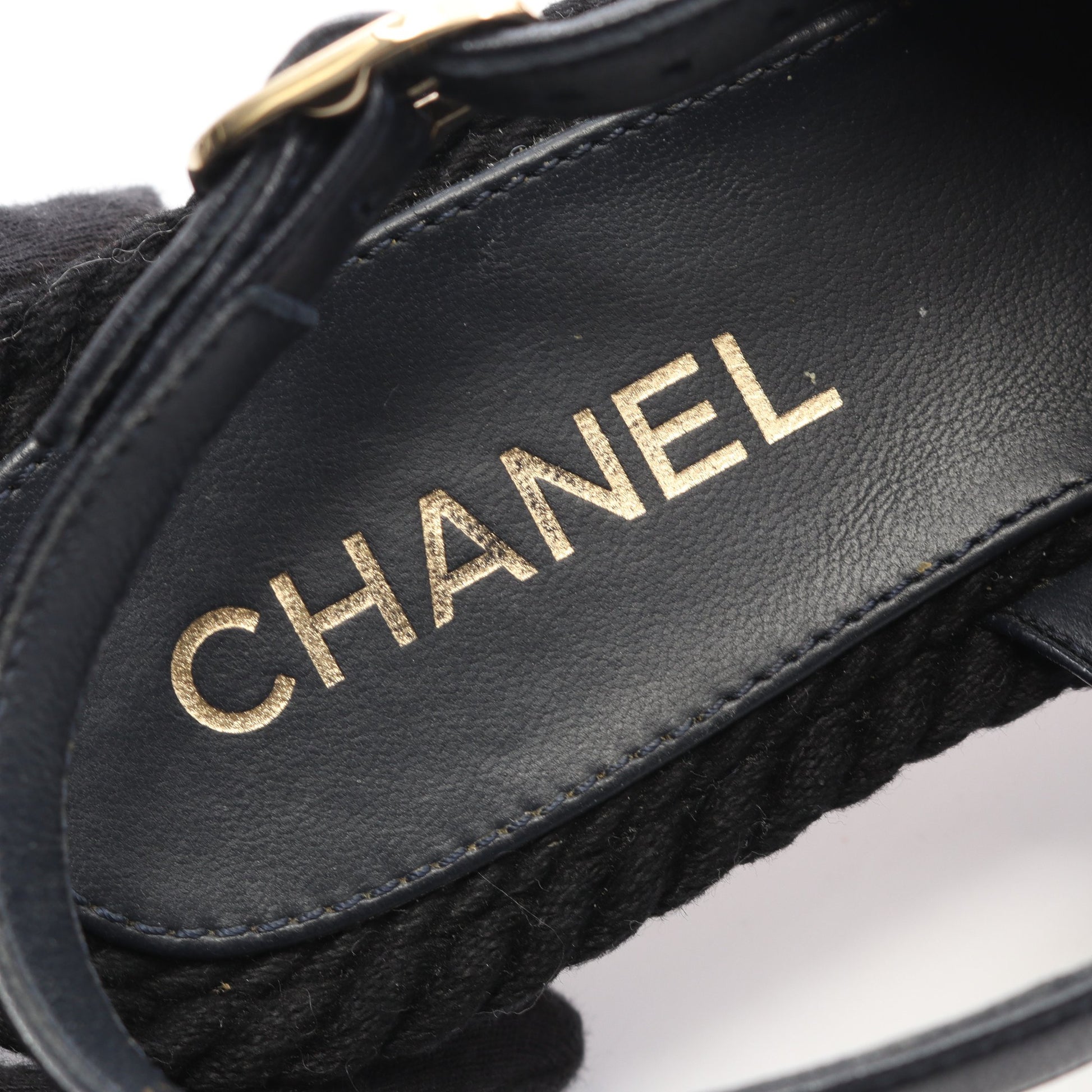マトラッセ スリングバック サンダル レザー ネイビー コルクソール シャネル シューズ CHANEL
