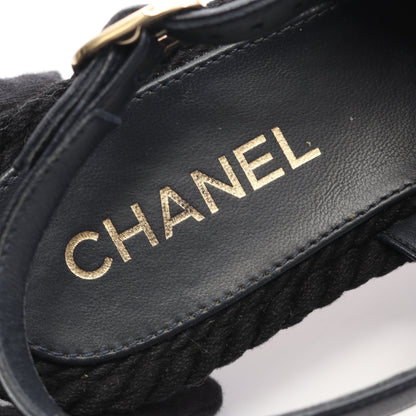 マトラッセ スリングバック サンダル レザー ネイビー コルクソール シャネル シューズ CHANEL