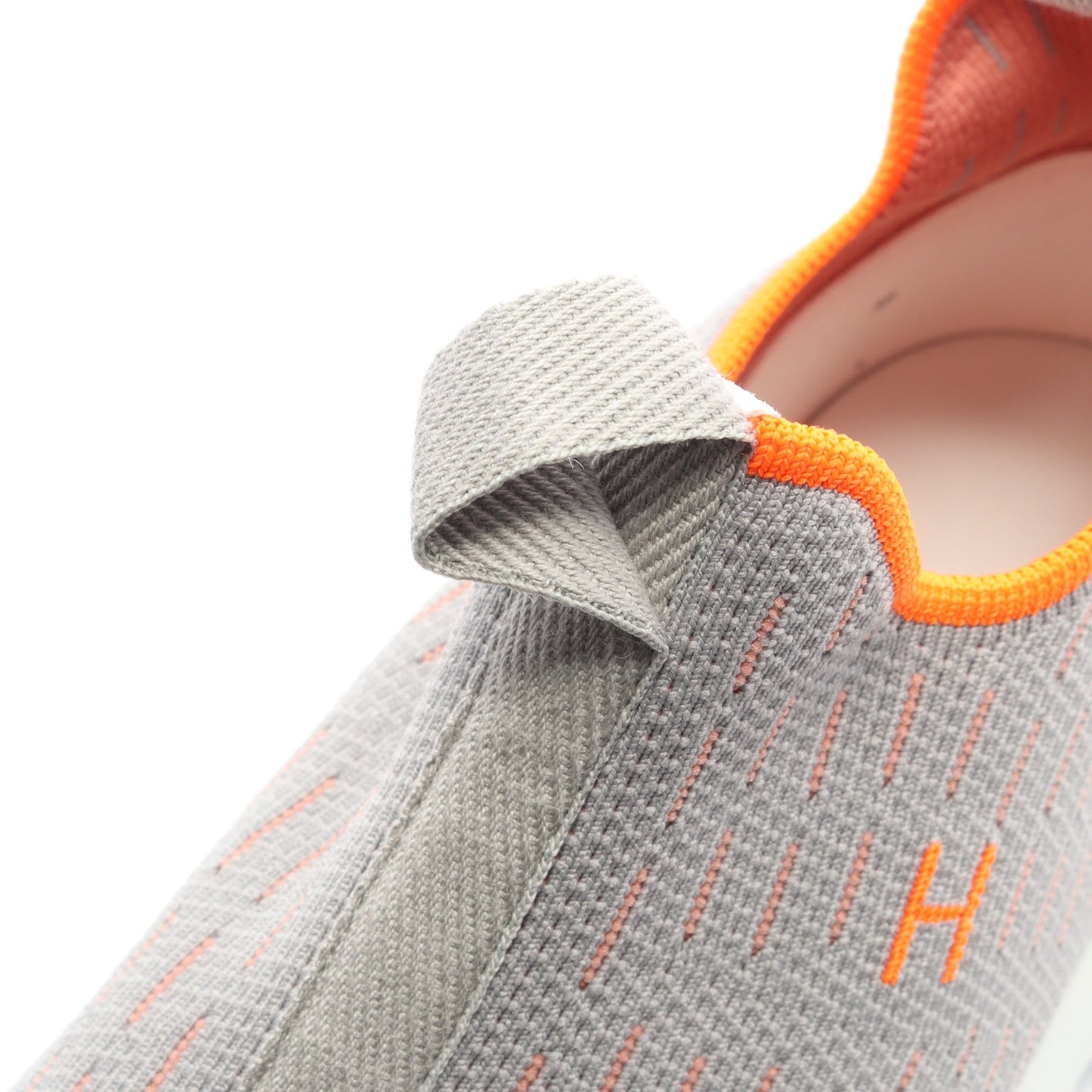 エクレール ニット スニーカー ファブリック グレー オレンジ エルメス シューズ HERMES