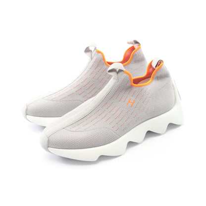エクレール ニット スニーカー ファブリック グレー オレンジ エルメス シューズ HERMES