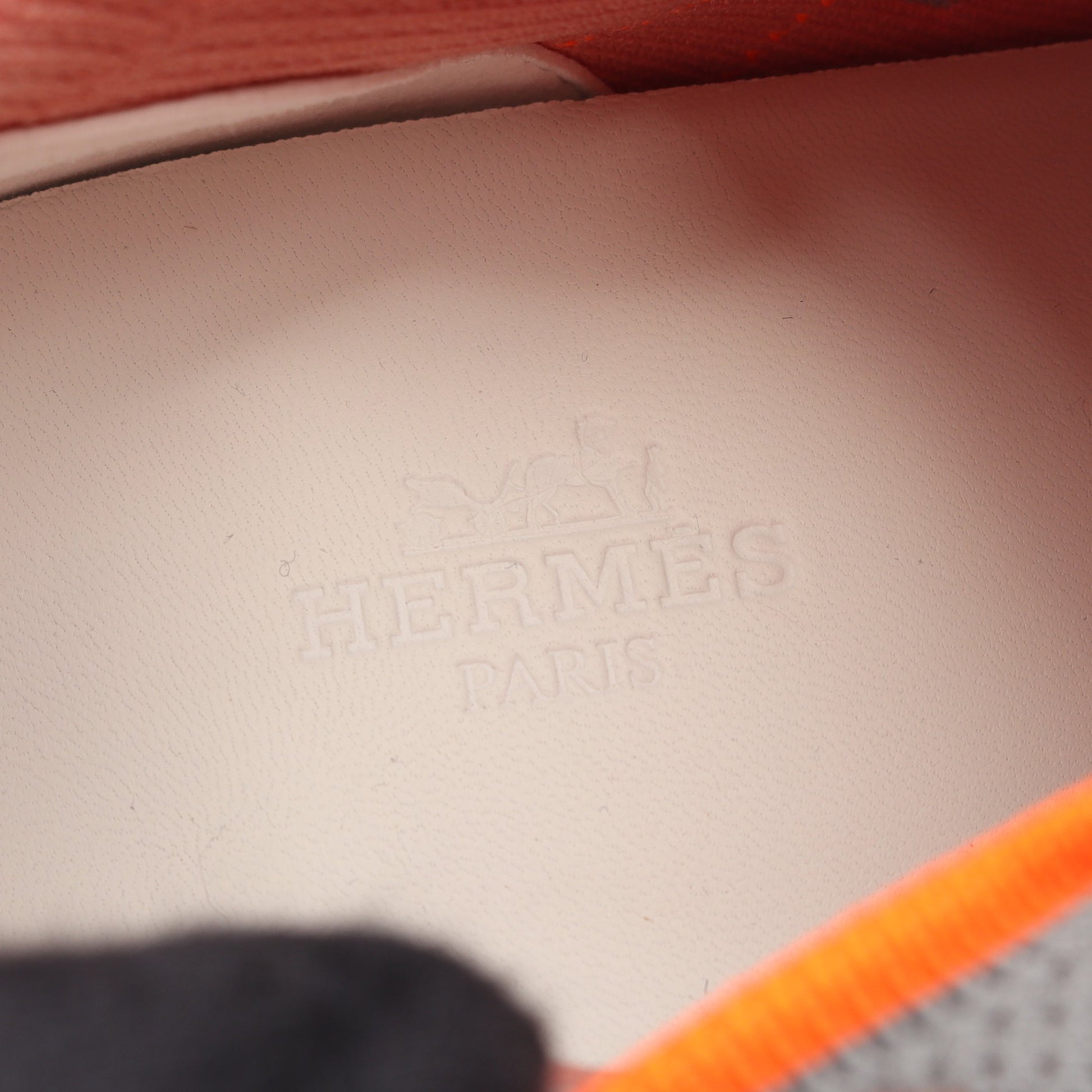 エクレール ニット スニーカー ファブリック グレー オレンジ エルメス シューズ HERMES