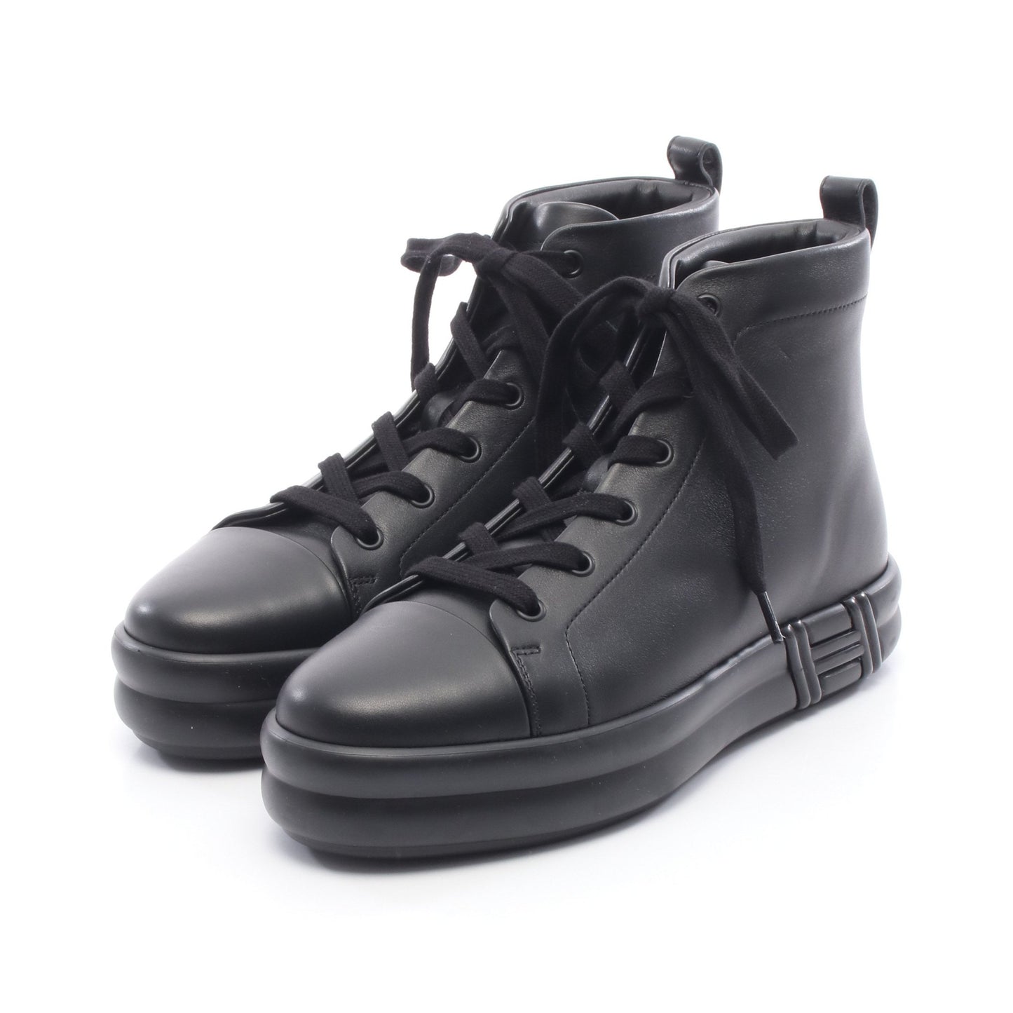 Happiness ハイカットスニーカー レザー ブラック エルメス シューズ HERMES