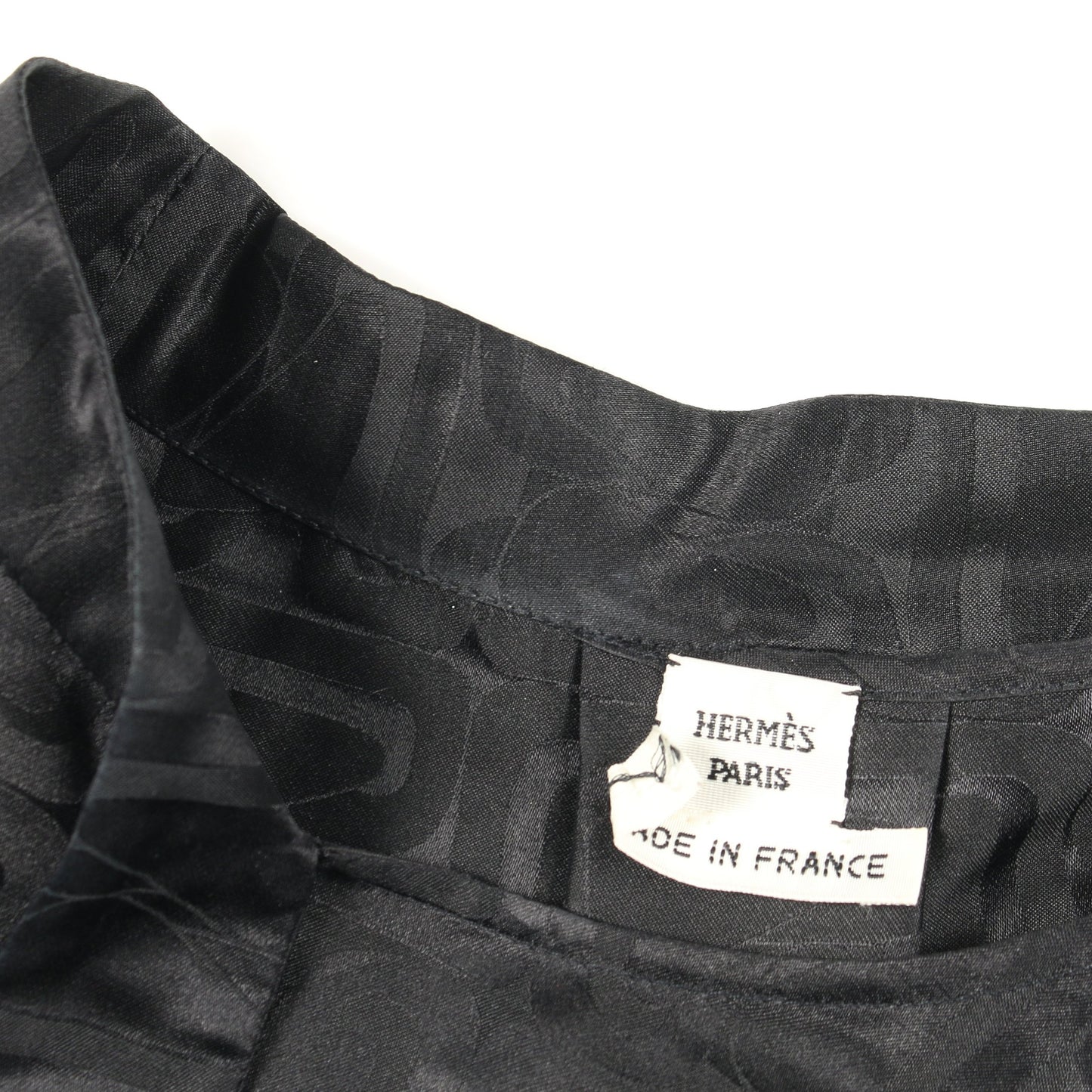 ブラウス ボウタイ 長袖 総柄 シルク ブラック エルメス トップス HERMES