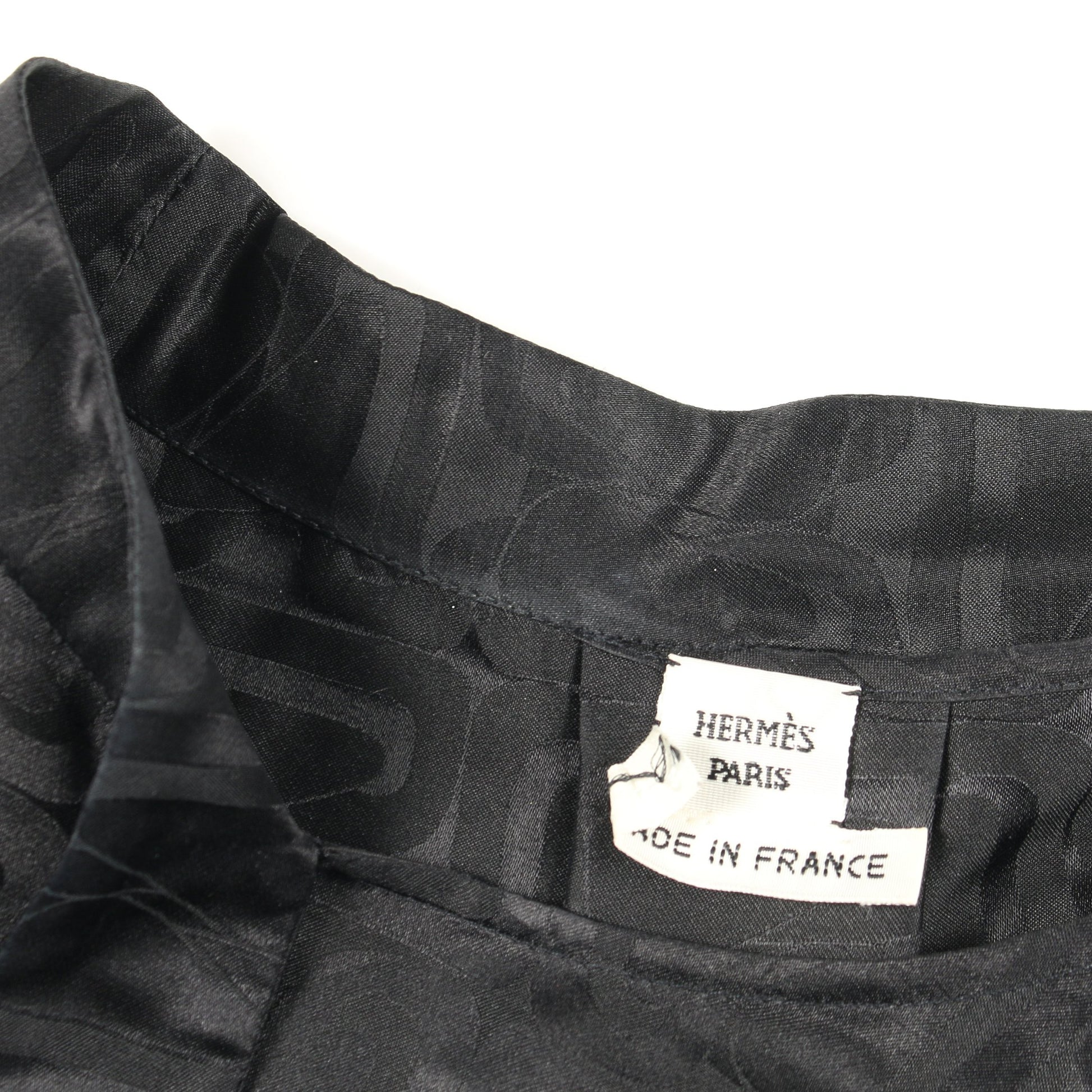 ブラウス ボウタイ 長袖 総柄 シルク ブラック エルメス トップス HERMES