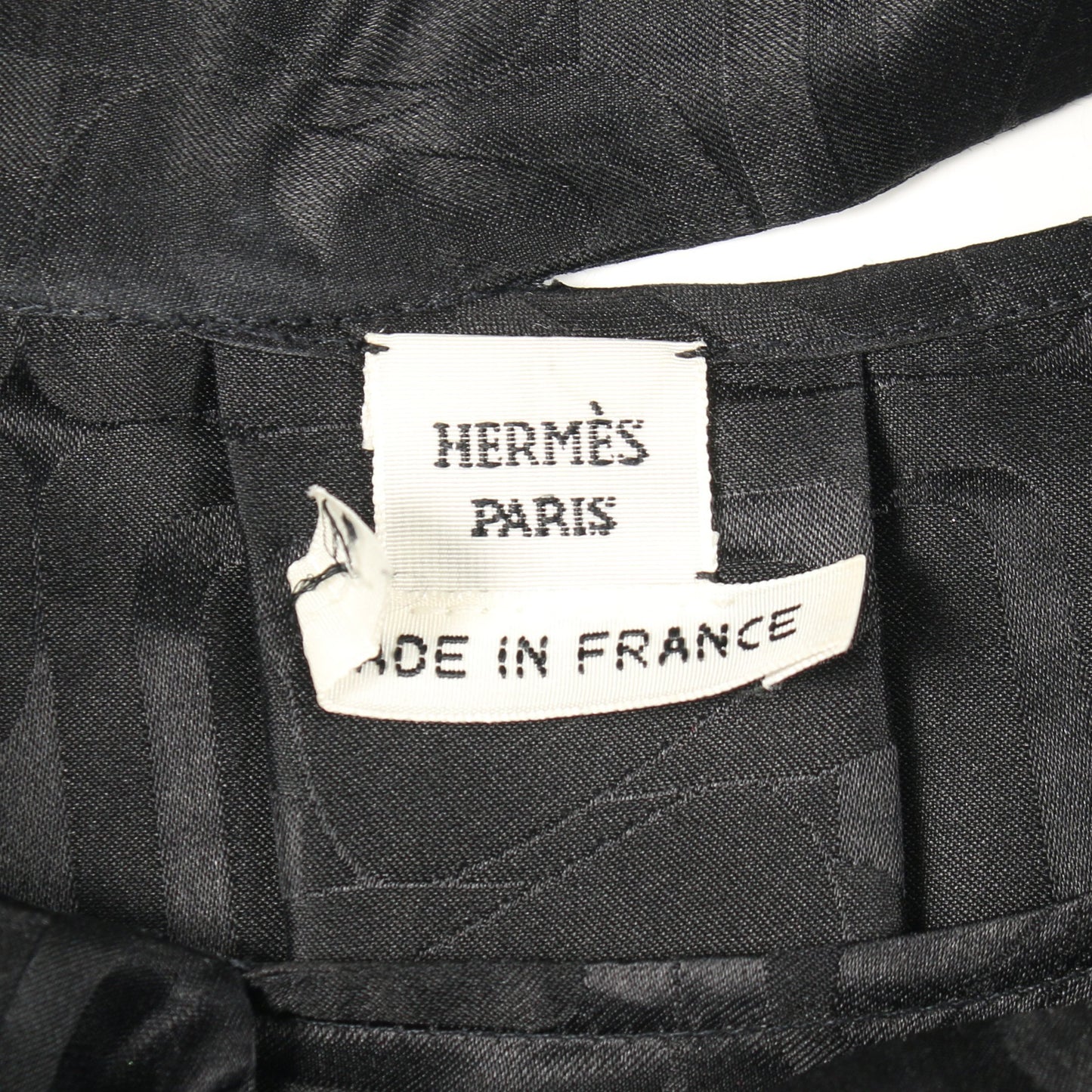 ブラウス ボウタイ 長袖 総柄 シルク ブラック エルメス トップス HERMES