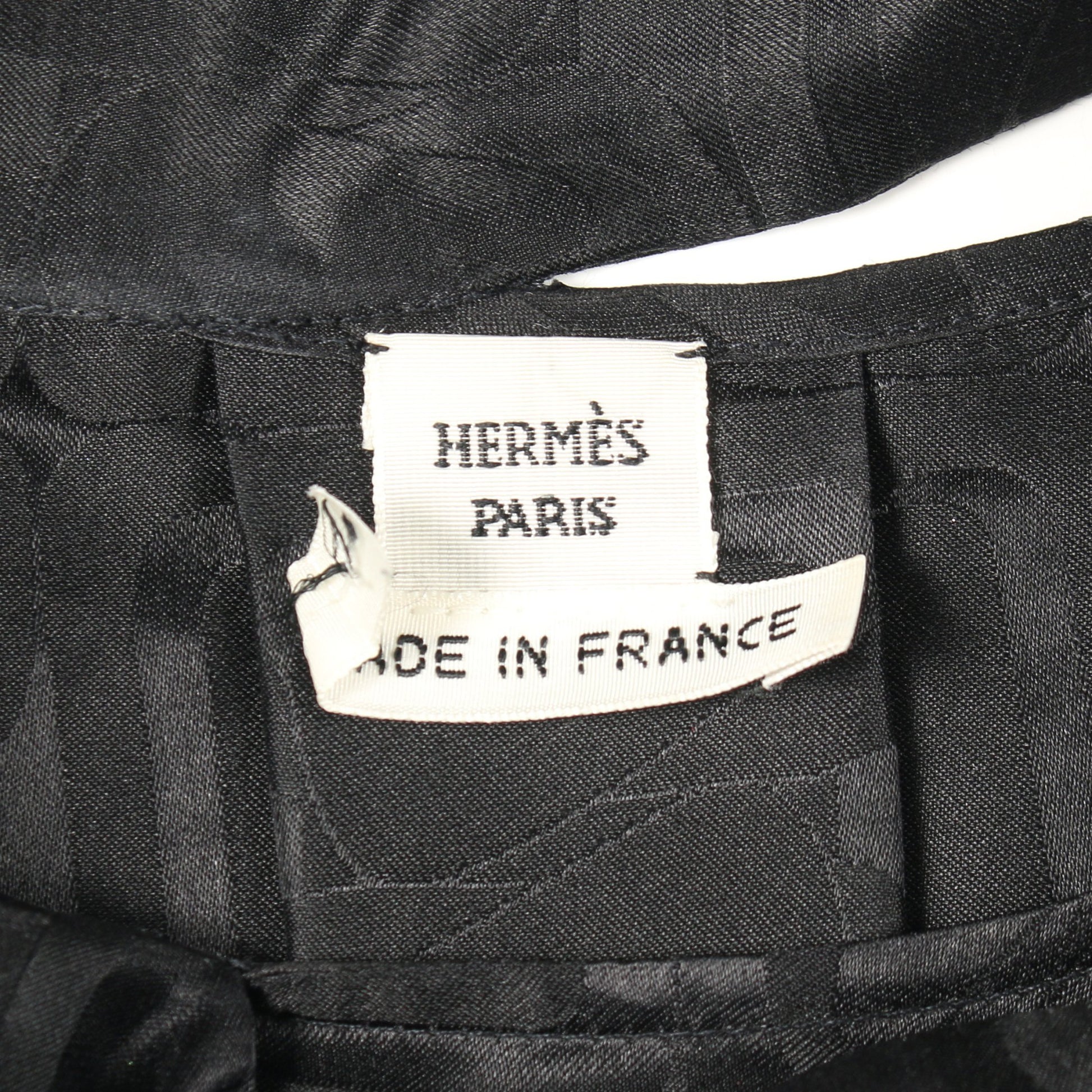 ブラウス ボウタイ 長袖 総柄 シルク ブラック エルメス トップス HERMES