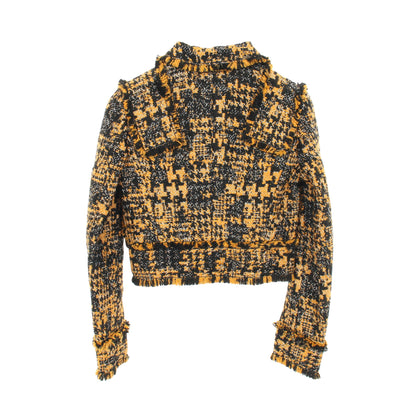 クロップド ツイード ジャケット ウール オレンジイエロー ブラック ビジューボタン ドルチェアンドガッバーナ アウター DOLCE&GABBANA