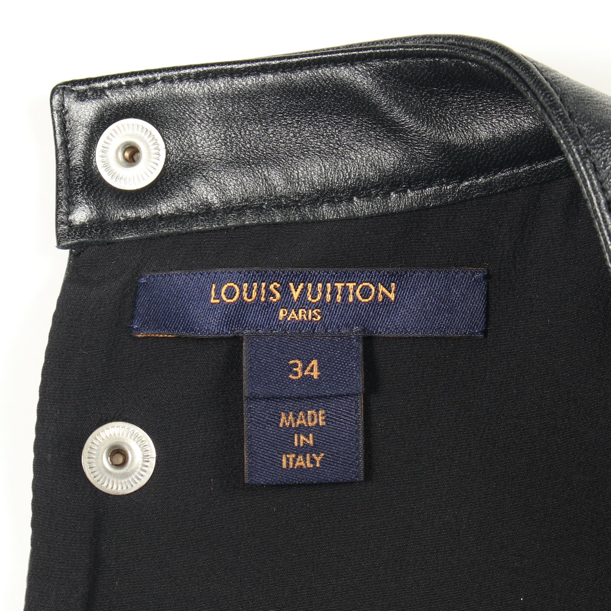 チェック ギャザー ブラウス ウール シルク レザー ブラック レッドブラウン マルチカラー ルイヴィトン トップス LOUIS VUITTON