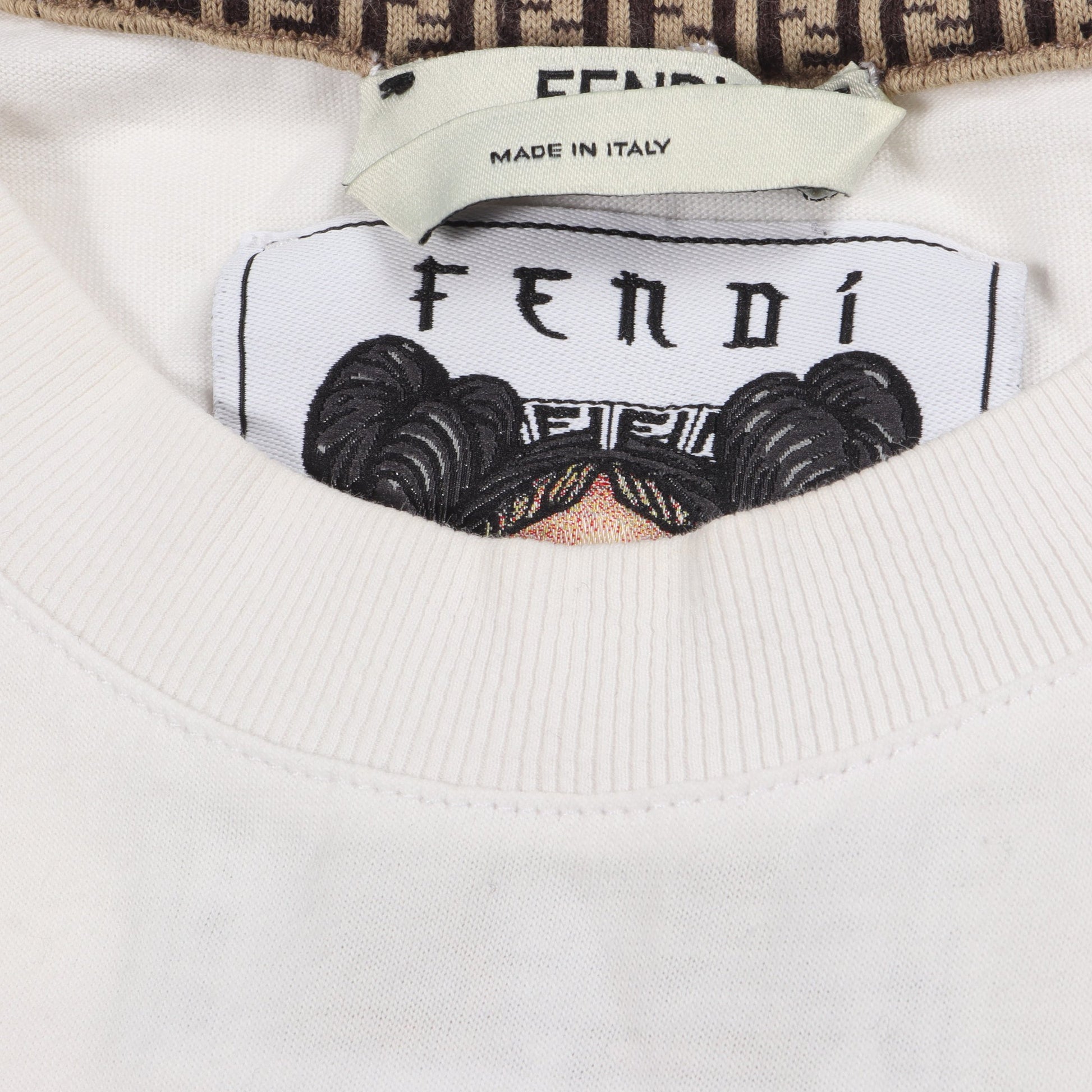 FENDI × NICKI MINAJ FENDI PRINTS ON 半袖Tシャツ クルーネック コットン ホワイト マルチカラー フェンディ トップス FENDI