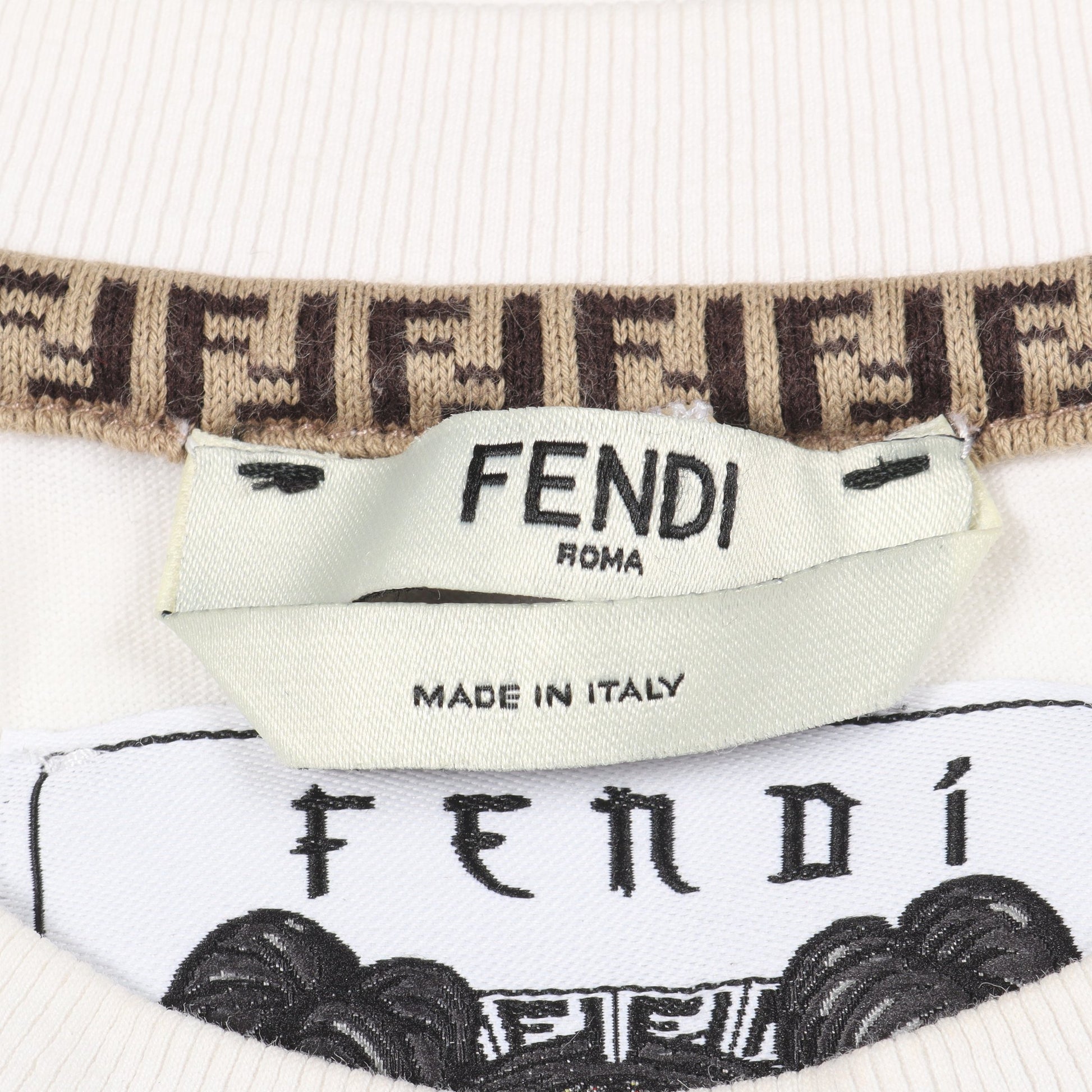 FENDI × NICKI MINAJ FENDI PRINTS ON 半袖Tシャツ クルーネック コットン ホワイト マルチカラー フェンディ トップス FENDI