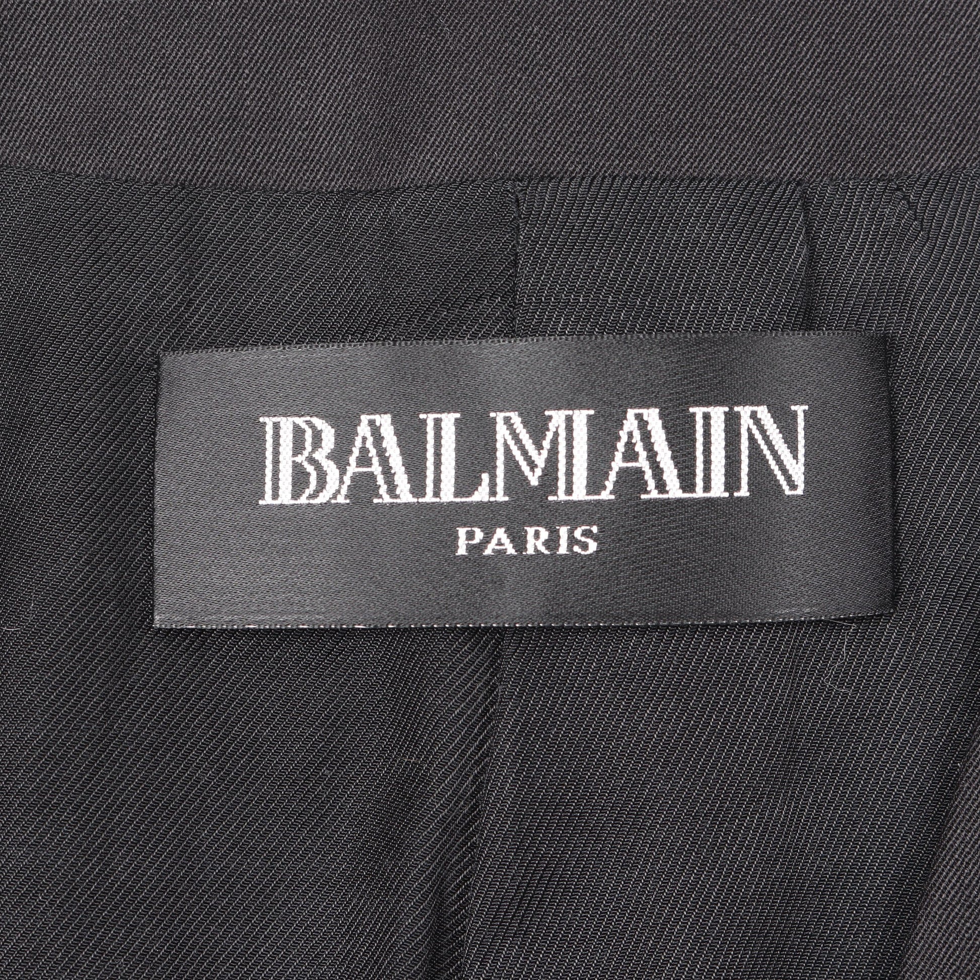 ノーラペル シングルボタン テーラードジャケット ウール ブラック バルマン アウター BALMAIN
