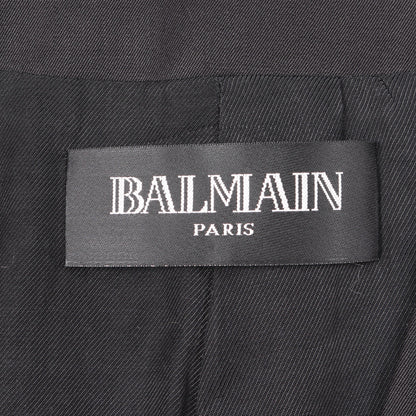 ノーラペル シングルボタン テーラードジャケット ウール ブラック バルマン アウター BALMAIN