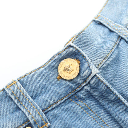 メデューサボタン ショート デニムパンツ コットン ブルー ヴェルサーチ ボトムス Versace