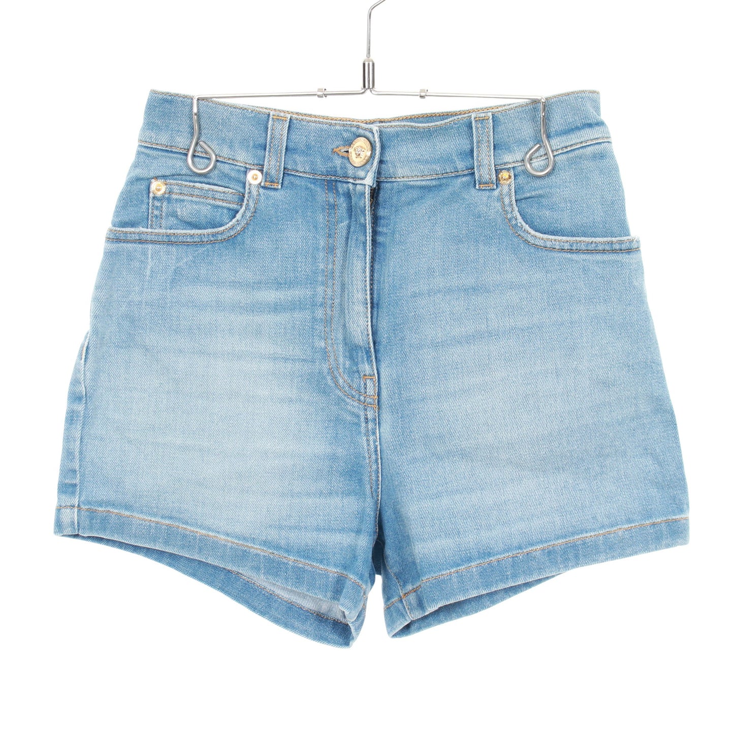 メデューサボタン ショート デニムパンツ コットン ブルー ヴェルサーチ ボトムス Versace
