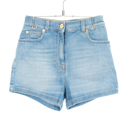 メデューサボタン ショート デニムパンツ コットン ブルー ヴェルサーチ ボトムス Versace