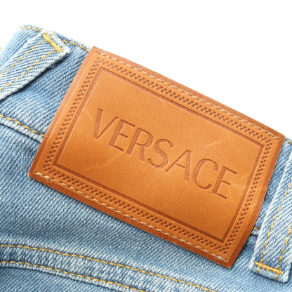 メデューサボタン ショート デニムパンツ コットン ブルー ヴェルサーチ ボトムス Versace