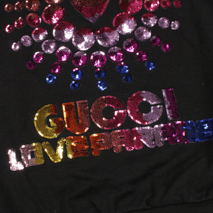 LOVE PARADE プルオーバーパーカー コットン ブラック マルチカラー スパンコール グッチ トップス GUCCI