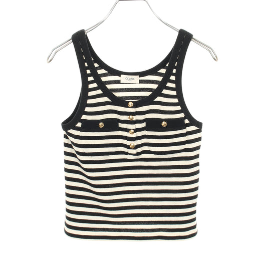 マリニエール リブ コットンジャージー タンクトップ コットン ブラック ホワイト セリーヌ