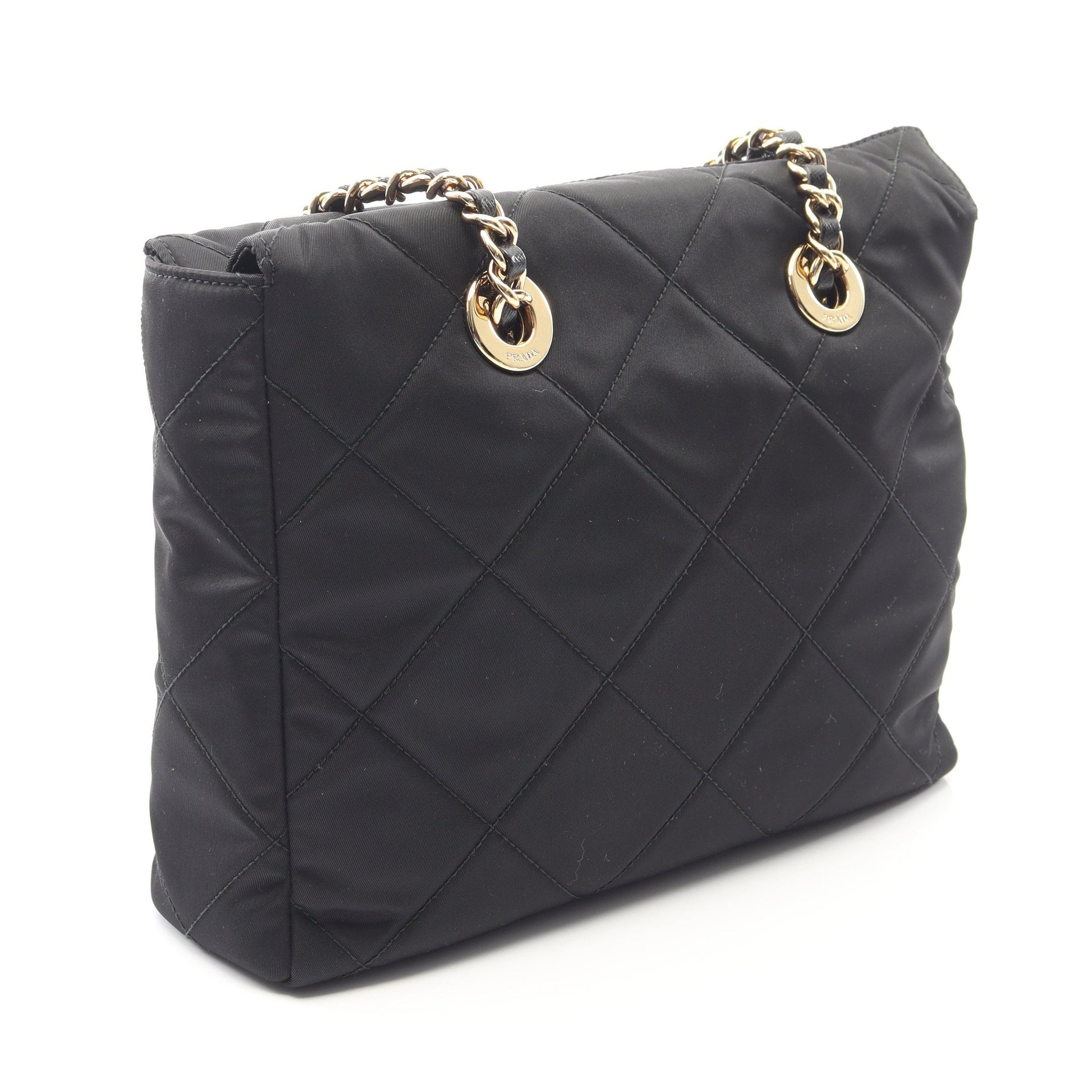 Re-Edition 1995 チェーンショルダーバッグ ナイロン サフィアーノレザー ブラック プラダ バッグ PRADA