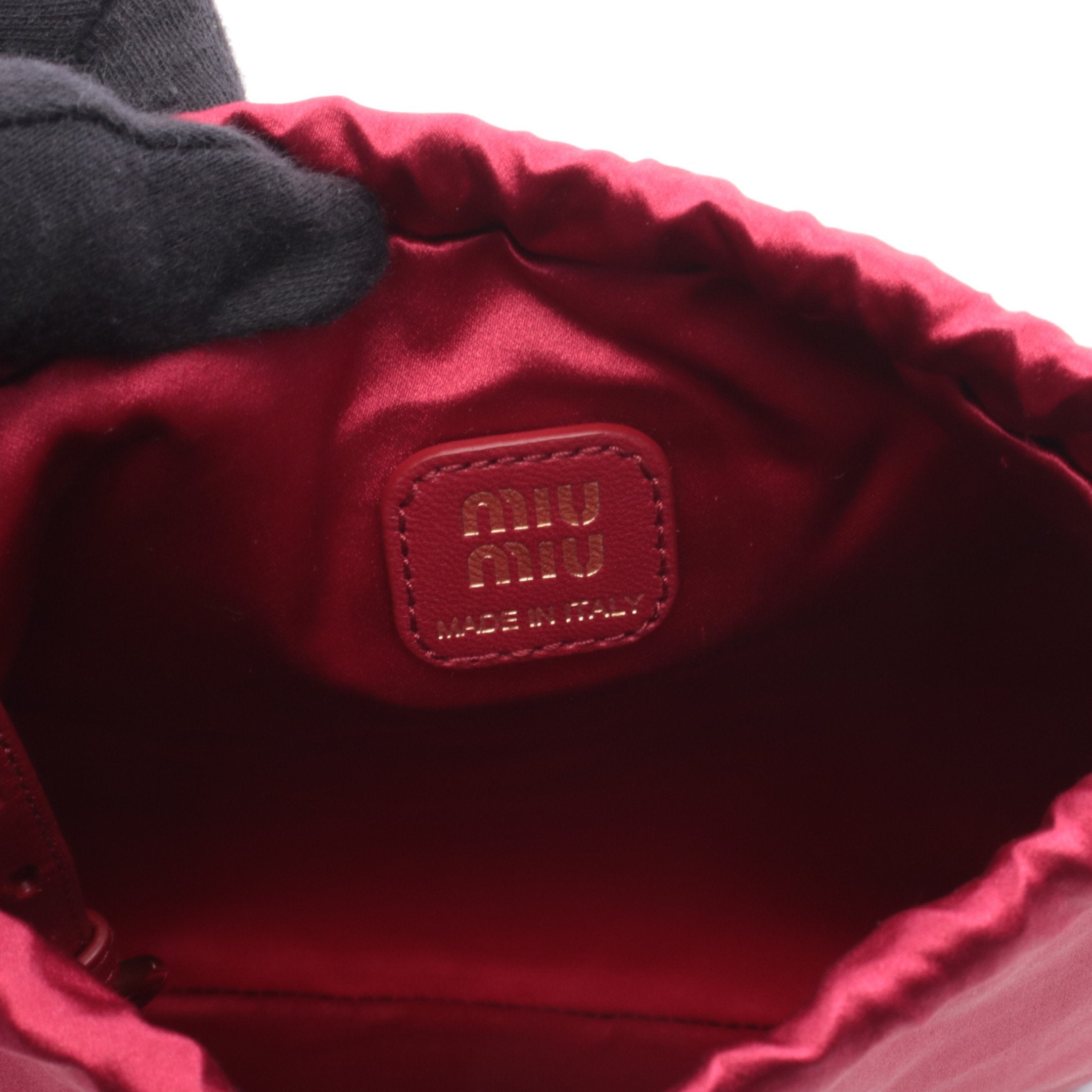 DUCHESSE ダッチェス ポーチ シルク レザー レッド 巾着 ミュウミュウ